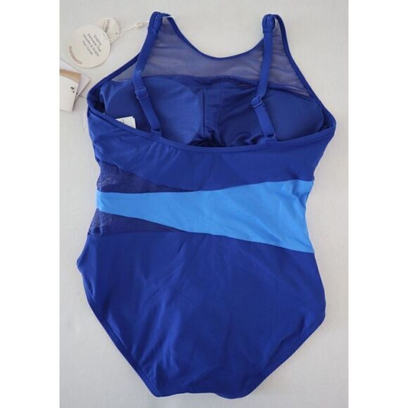 Coco Reef T32110 433 Sz 10/34C Cobalt Blue Tummy-Control Contrast One-Piece $134 - Picture 2 of 6